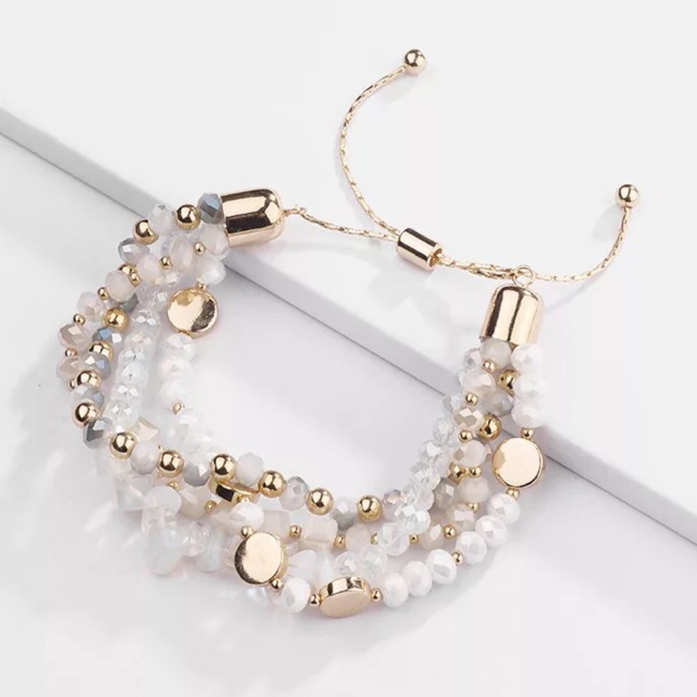 ANTHRO Iridescent Gold Adjustable Beaded Bracelet